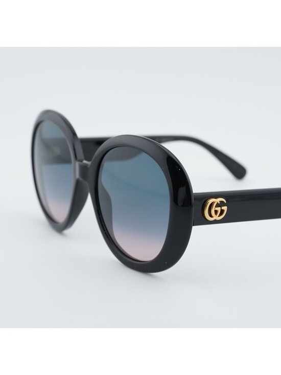 Gucci GG0712S 002 Women Sunglasses Black Round Frame, Blue Lenses